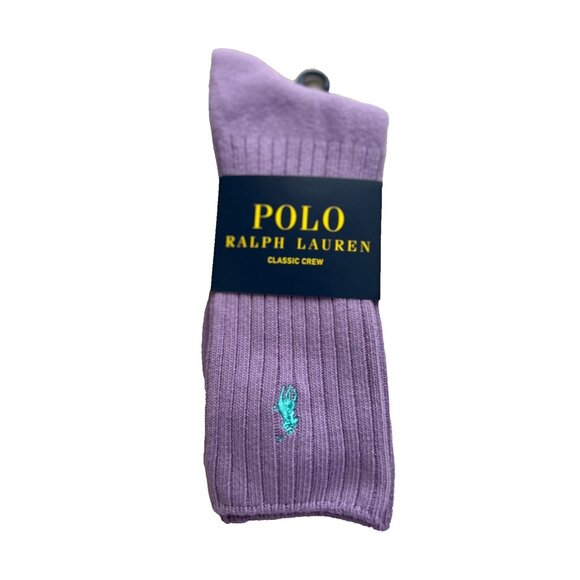 Polo Ralph Lauren Classic Crew Rib Socks Purple - Picture 2 of 3